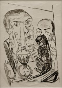 与猫和灯的自画像 作者 马克斯·贝克曼