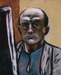 橄榄色和棕色的自画像 作者 马克斯·贝克曼