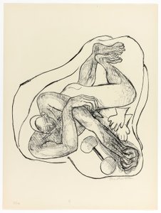 睡觉的运动员》，第三板块，来自《日与梦》。 作者 马克斯·贝克曼