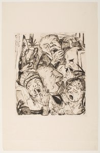 The Yawners，作品集 "Faces "中的图版 7 作者 马克斯·贝克曼