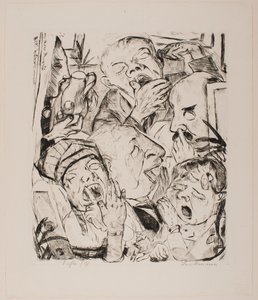 The Yawners，作品集 "Faces "中的图版 7 作者 马克斯·贝克曼