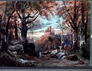 理查德·瓦格纳 (Richard Wagner) 的歌剧“Tannhauser”的装饰。 布鲁克纳的场景