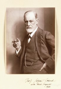 西格蒙德·弗洛伊德（Sigmund Freud）的签名照片，摄于1921年（棕褐色照片） 作者 马克斯·哈尔伯施塔特