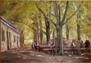 1893年在巴维雷的布兰内堡的一个乡村啤酒厂 马克斯-利伯曼(1847-1935)的画作 1893年 太阳。0,7x1米 巴黎，奥赛博物馆。 作者 马克斯·利伯曼