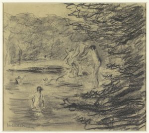 Badende jongens in bosvijver 作者 马克斯·利伯曼