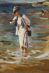 海滩的妇女。 1908年