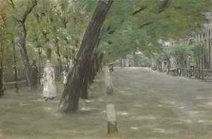 汉堡圣乔治的Kirchenallee（纸上粉彩） 作者 马克斯·利伯曼