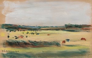 与放牧的母牛的风景。 1908年 作者 马克斯·利伯曼
