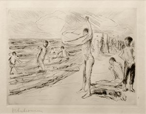 莱伯曼（M.Liebermann）在风中沐浴男孩 作者 马克斯·利伯曼