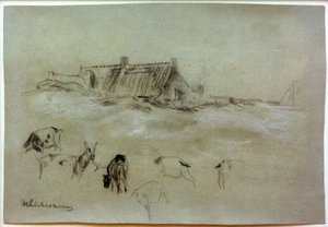 莱伯曼（M.Liebermann），海滨别墅，在前景山羊中 作者 马克斯·利伯曼