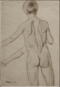M.Liebermann，研究绘画Badende Knaben 作者 马克斯·利伯曼