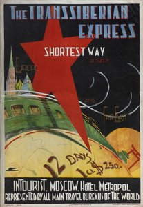 Intourist公司的跨西伯利亚特快海报，1930年