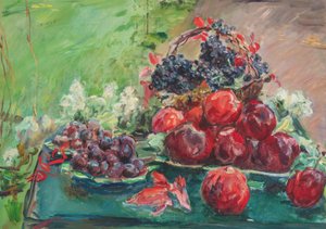 德国：苹果、葡萄和李子静物画 作者 马克斯·斯沃沃格