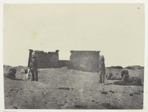 Hémi-Spéos De Séboua，Drômos；Nubie，《埃及、努比、巴勒斯坦和叙利亚》画册（1852 年）第 97 幅图版 作者 马克西姆·杜营