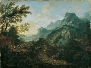 带农庄的理想山景 作者 马克西米利安·约瑟夫·辛纳格尔