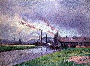 沿着河边 作者 马克西米利安·卢斯（Maximilien Luce）