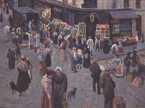 女修道院长街（The Rue des Abbesses） 作者 马克西米利安·卢斯（Maximilien Luce）