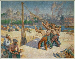 打桩机（布面油画） 作者 马克西米利安·卢斯（Maximilien Luce）