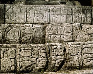 Glyphs in the house C, patio 2 in the palace 作者 玛雅人