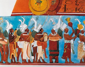Bonampak 壁画的重建展示了音乐家的游行（壁画）