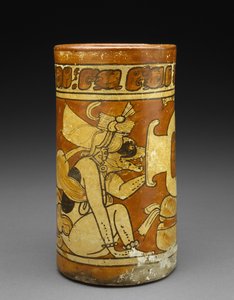 公元600-900年有猴神和狗神的船只（带陶器的陶器） 作者 玛雅人