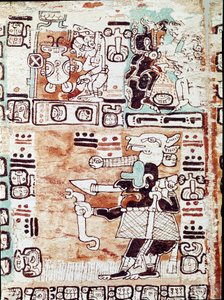 马德里法典或法典 tro cortesianus，涉及星座和占星术表，由 Hernan Cortes（1485-1547）在西班牙撰写。 彩绘微缩模型