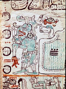 马德里法典或法典 tro cortesianus，涉及星座和占星术表，由 Hernan Cortes（1485-1547）在西班牙撰写。 彩绘微缩模型