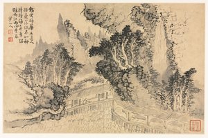 模仿古代大师的各种风格的风景画 作者 梅青