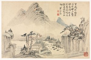 模仿古代大师的各种风格的风景画 作者 梅青