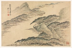 模仿古代大师的各种风格的风景画 作者 梅青
