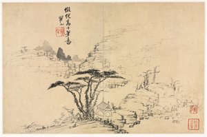 仿照古代大师的各种风格的风景画，1690年。 作者 梅青