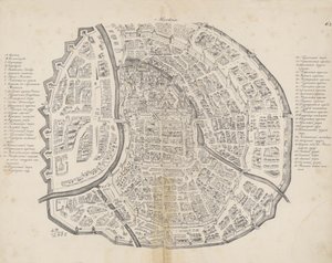 莫斯科的地图。来自：奥古斯丁-冯-梅耶伯格和他的俄罗斯之旅，1661年。 作者 迈尔贝格