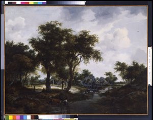 水磨坊（特雷弗风景）（布面油画） 作者 迈德特·霍贝玛