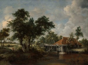 带有大红屋顶的水磨坊，166265。