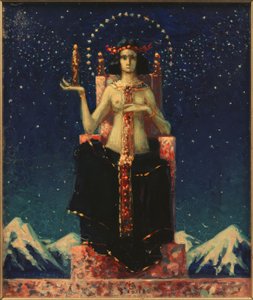 喜马拉雅夜景前的寓言式女性形象 作者 梅尔基奥·莱希特