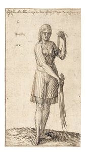 1583年，一位尼日利亚妇女拿着芦苇