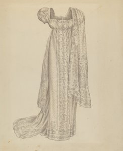 带围巾的结婚礼服，约1939年。