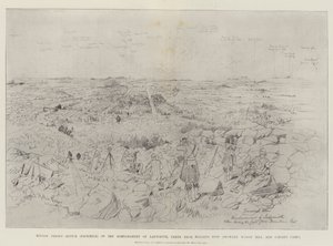 Melton Prior的Ladysmith Bombardment草图（传真），取自Maiden&39;s Post（Wagon Hill和Caesar&39;s Camp之间）