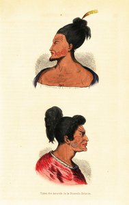 新西兰面部有纹身或Ta moko的毛利人半身像 作者 Mercier Mercier