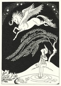 Downward came Pegasus, in wide sweeping circles (colour litho)