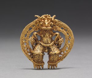 图吊坠，c。 1000-1550（铸金）