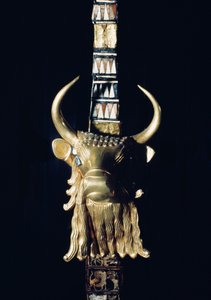 公牛的头，装饰从竖琴，公元前2800-2300（镀金木）（见198659）