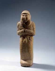 美索不达米亚：国王裸体祭司的石灰岩雕像。乌里克时期。公元前3200年。巴黎，卢浮宫博物馆 作者 美索不达米亚学校