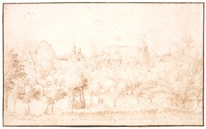 树后的村庄 作者 Mesteren for de små landskaber