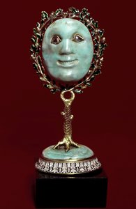 墨西哥艺术：绿松石糊面膜，钻石眼睛。 17 世纪佛罗伦萨，Museo degli argenti 作者 墨西哥学校