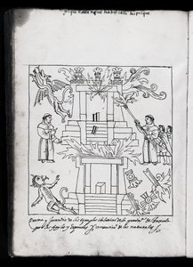 亨特女士242 f.240v方济各会焚烧寺庙，来自特雷斯卡拉历史的插图由Diego Munoz Camargo 作者 墨西哥学校