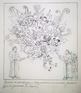 Hunter 242 f.242r Franciscan Friars焚烧传统书籍和衣服，来自Historia de Tlaxcala by Diego Munoz Camargo 作者 墨西哥学校