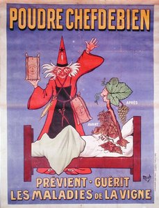 宣传 "La Poudre Chefdebien "预防和治疗葡萄树疾病的海报