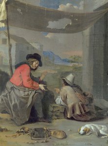 两个人像坐着一只狗（船上有油） 作者 迈克尔（到）斯威特（Sweerts）