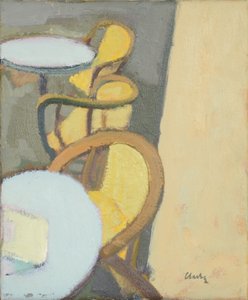 咖啡馆桌面》，2017 年（亚麻布油画）